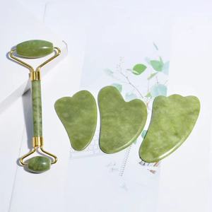 Atacado beleza natural massageador facial quartzo jade rolo gua sha conjunto massagem facial jade rolo - Product Image 5