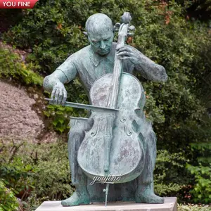 Outdoor Garden Playing Music Bronze Cello player Sculpture