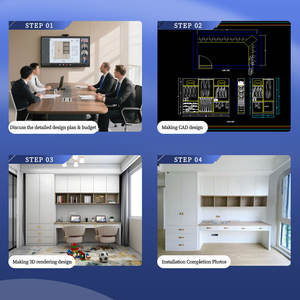 HappyHouses-Ensemble de garde-robe spacieux au design moderne avec armoires blanches et îlot central combiné en bois massif et métal - Product Image 3