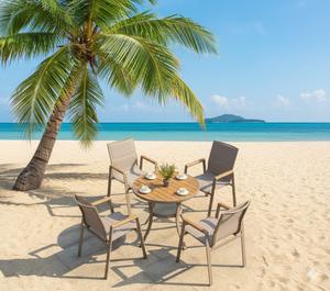 Ensemble <span class=keywords><strong>de</strong></span> salle à manger moderne en WPC pour extérieur, table <span class=keywords><strong>et</strong></span> chaises <span class=keywords><strong>de</strong></span> <span class=keywords><strong>jardin</strong></span> en <span class=keywords><strong>aluminium</strong></span> imperméables, prix d'usine, pour villa, terrasse <span class=keywords><strong>et</strong></span> complexe hôtelier - Product Image 1