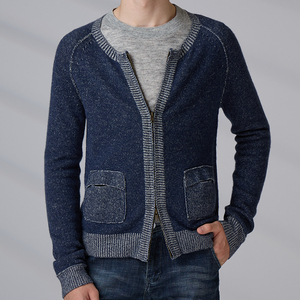 Cardigan en cachemire 100% pour hommes, tricoté sur mesure, à manches longues et fermeture éclair, pour adolescents, fabrication ODM OEM - Product Image 3