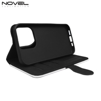 Dompet Kulit PU Sublimasi Polos Grosir dengan Slot Kartu dan Penyangga Lipat untuk iPhone Duo