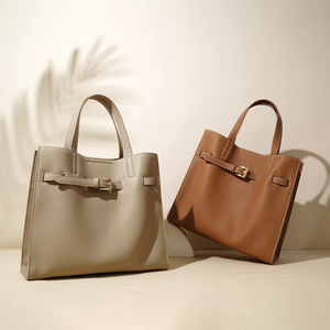 Nuevos Bolsos de Mano de Piel Genuina de Vaca a la Moda para Mujer, Bolsos de Cuero Genuino Suave de Gran Capacidad para Damas - Product Image 1