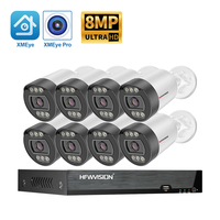 Sistema de Cámaras de Seguridad CCTV POE de 8 Canales y 8MP 4K, Visión Nocturna a Todo Color, Audio Bidireccional, Detección Humana, IP66, Kit NVR para Exteriores