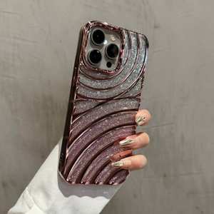 Étui de téléphone antichoc en TPU avec effet d'ondulation de l'eau et paillettes électro-plaquées de luxe, compatible avec les modèles 16, 15, <span class=keywords><strong>11</strong></span>, 12, 13, 14 Pro Max Plus, <span class=keywords><strong>coque</strong></span> <span class=keywords><strong>transparente</strong></span> - Product Image 6