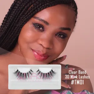 Eyelash Clear Band 3D Mink Lashes Wholesale For A Natural Effect Look Band-less Fake Eyelash With Custom Box