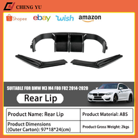 Diffuseur arrière de haute qualité de style V pour BMW F80 F82 M3 M4 2014-2020, design minimaliste, aspect carbone noir brillant, kit d'accessoires ABS