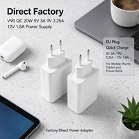 Pengiriman Cepat V90 QC 20W 5V 3A 9V 2.25A 12V 1.8A Colokan EU Power Supply untuk Ponsel, Kamera, Speaker, dan Pengisi Daya Tablet