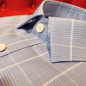 Camisa de Vestir Casual para Hombre, 100% Algodón, Diseño a Cuadros <span class=keywords><strong>Prince</strong></span> of Wales, Blanca, Corte Personalizado ODM, Transpirable para Verano - Product Image 3