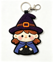 Porte-clés en chenille brodé Halloween, mignon, sorcière, citrouille, peluche, personnalisé, promotionnel, dessin animé, pour décoration de sac, cadeau