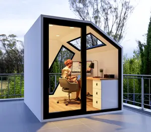 Có Thể Tháo Rời Dốc Phòng Văn Phòng Pod Prefab Tiny Nhà Ngoài Trời Vườn Văn Phòng Nhà Kho Giao Hàng Tháo Rời Space Saver Văn Phòng Pods