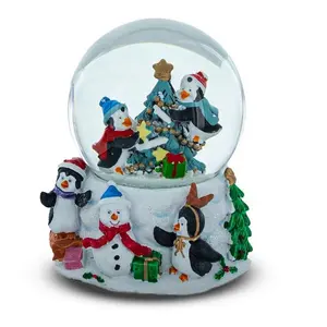 Морской мир пингвинов снежное свечение сувенир игривые Пингвины украшают новогоднюю елку снежный шар