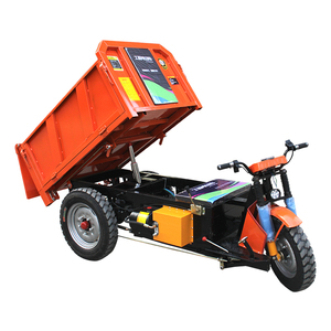 Mini camion benne électrique à trois roues 1000 kg rouge en acier avec benne basculante fermée - Product Image 3