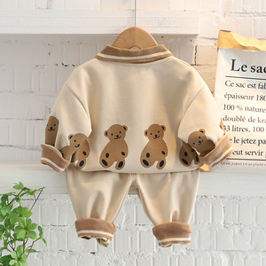 Ensemble deux pièces <span class=keywords><strong>sweat</strong></span>-shirt et pantalon de jogging 100 % coton pour garçons, nouveau style printemps 2026, avec revers à motif de dessin animé, tenue d'automne - Product Image 4