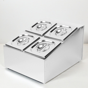 Conteneur à condiments en acier inoxydable pour buffet, 4 compartiments, qualité alimentaire, poli miroir, pour usage en restaurant - Product Image 1