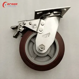 SS Castors 4/5/6/8 Inch PU Swivel Casters Heavy Duty 304 Stainless Steel Industrial Caster Wheel With Brakes