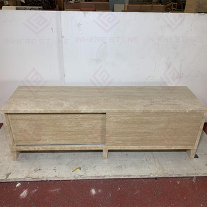 Mueble de TV Moderno y Ecológico de Lujo, Estilo Italiano, en Travertino Beige, con Almacenamiento para Sala de Estar, Hotel y Apartamento - Product Image 6