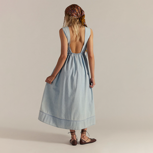 Produttori di abiti personalizzati Boheme Resort per vacanze in <span class=keywords><strong>cotone</strong></span> da donna senza maniche in lino con Texture Casual abiti <span class=keywords><strong>sottoveste</strong></span> donna - Product Image 2