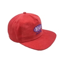Bordeauxrode Kastanjebruine Corduroy Ongestructureerde Snapback Cap Met 5 Panelen