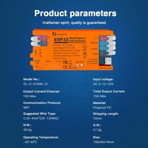 Gdopto esp32 wled स्मार्ट प्रोग्राबल द्वारा निर्मित स्ट्रिप नियंत्रक, रंग स्ट्रिप्स के लिए टाइप-सी, टाइप-सी के लिए टाइप-सी-सी - Product Image 6