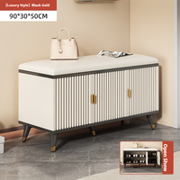 Repose-pieds et banc à chaussures en cuir PU et bois, mobilier de salon moderne pour appartement, tabouret de rangement pour chaussures avec siège
