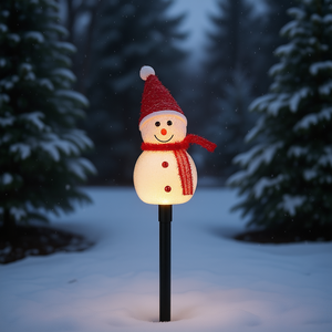 Lampe LED à énergie solaire 3 bonhommes de neige décoration extérieure piquet de jardin de Noël lumière IP55 étanche Santa paysage éclairage chaud - Product Image 2