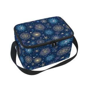 Copo de nieve impresión aduanas cuadrado moda portátil almuerzo enfriador cremallera bolsa para oficina al aire libre Pinnice - Product Image 1