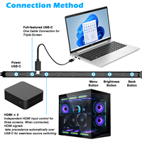 Moniteur triple écran 15,6'' FHD IPS ultra-fin / Moniteur PC pliable USB-C Plug-and-Play pour ordinateur portable et gaming