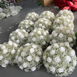 Centrotavola X921 per Matrimoni, Composizioni Floreali Artificiali, Supporti per Fiori, Sfere Floreali Rosa e Bianche per Decorazioni Nuziali - Product Image 3