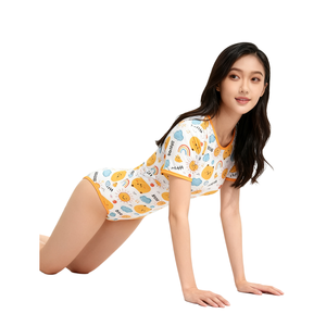 Mono de algodón 95% y elastano 5% para adultos, estampado, con <span class=keywords><strong>manga</strong></span> corta y broches en la entrepierna, ideal como pijama para mujer. - Product Image 3