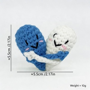 Handmade Crocheted Plush Toy Hugging Couple with Heart Emotional Support Desktop Ornament, Holiday Gift - Product Image 6