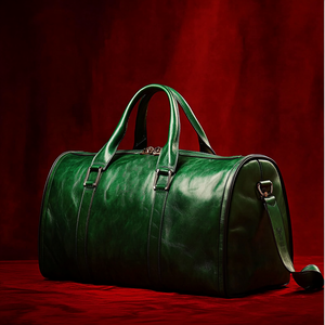 제조사 사용자 정의 빈티지 그린 정품 진짜 풀 그레인 암소 가죽 더플 여행 주말 남성용 밤새 더플 백 - Product Image 1