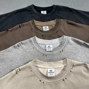 เสื้อยืดพิมพ์ลายวินเทจแบบย้อมสี TKAN6631 สตรีทแวร์ คอหนา ทรงโอเวอร์ไซส์ ผ้าคอตตอนหนานุ่ม เสื้อเปล่าสำหรับผู้ชาย รับผลิตแบบ OEM - Product Image 2