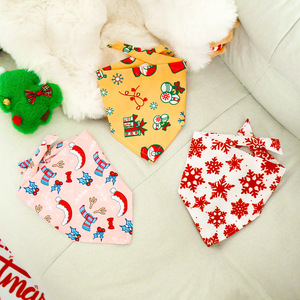 Christmas Pet Bandanas Triangular <b>Scarves</b> Cartoon Pattern Washable For Dogs Cats Winter Festival Accessories - Product Image 4