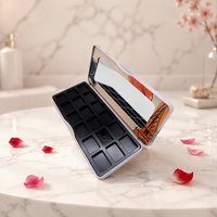 Boîte vide en fer blanc pour palette de fards à paupières avec miroir, 18 compartiments, logo personnalisé, étui en fer blanc pour maquillage, emballage cosmétique OEM