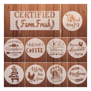 Pochoirs rustiques 12 x 12 pouces pour la <span class=keywords><strong>peinture</strong></span> sur bois, <span class=keywords><strong>pochoir</strong></span> <span class=keywords><strong>rond</strong></span> motif ferme, modèle de dessin vache cochon - Product Image 1