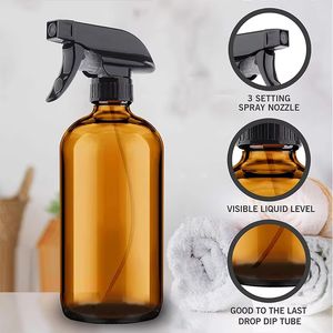 Offre Spéciale Squeeze Spray Bouteille en verre Bouteille de pulvérisation personnalisée Pharmacie 8OZ 250ML Boston Bouteille en verre ronde avec couvercle de pompe à gâchette - Product Image 3