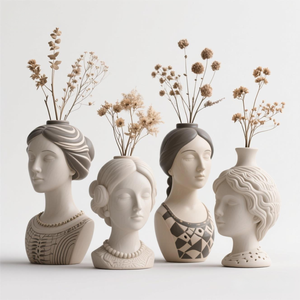 Maceta de Cerámica con <span class=keywords><strong>Cabeza</strong></span> de Hombre y <span class=keywords><strong>Mujer</strong></span> de Eslovaquia. Maceta Funcional Personalizada Pintada a Mano en 3D con Drenaje, como Regalo de Recuerdo - Product Image 3