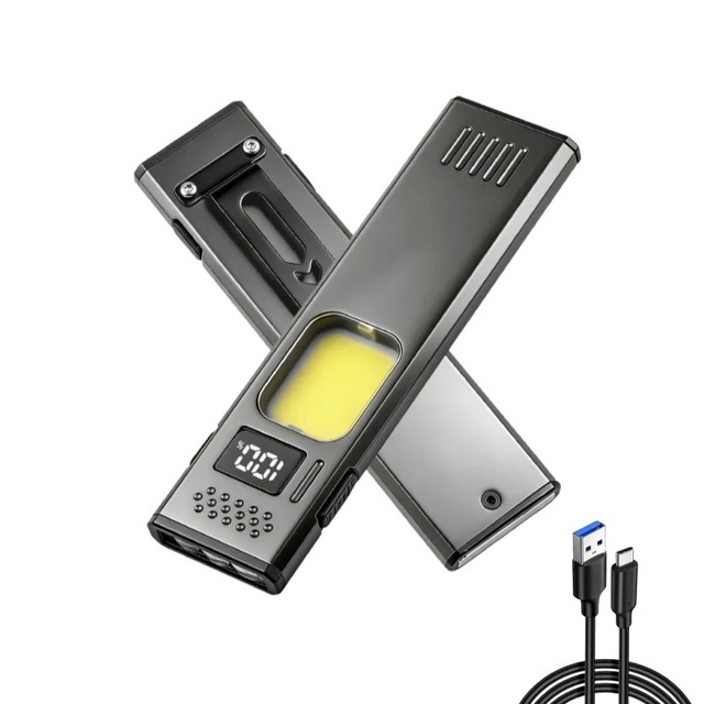 Hiking Portable USB Rechargeable Flashlight Multifunctional Bright Flashlight Outdoor COB Side Light Super Bright Long Shot
