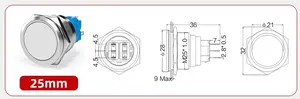 IP65 in acciaio inossidabile autobloccante in metallo 10/12/16/22mm momentaneo piccoli interruttori a pulsante a Led