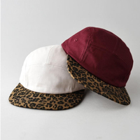 Algodón 5 paneles Color bloqueo leopardo ala plana camionero sombrero moda calle estilo Hip Hop Snapback gorra de béisbol para hombres mujeres