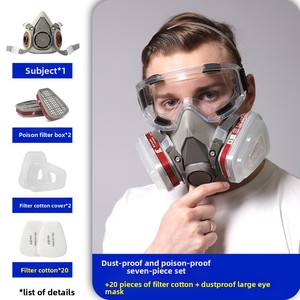 6200 गैस मास्क ट्रापेजोइडल फिल्टर कॉटन्स स्प्रे पेंटिंग सजावट फॉर्मलाडेहाइड कीटनाशक रासायनिक जहर-प्रूफ फुल फेस मास्क - Product Image 2
