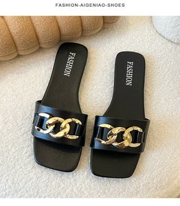 Chaussures pour femmes bonne qualité PU extérieur mode maison pantoufles pour femmes sandales plates mode plage pantoufles femmes dame pantoufle - Product Image 6