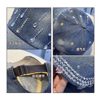 Gorra de Béisbol de Mezclilla con Cristales de Imitación Brillantes para Mujer, Gorra Trucker con Diamantes Brillantes para Fiestas, Uso Diario, Compras, Regalo