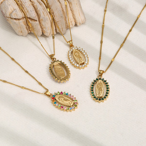 Medalla milagrosa de oro de 18 quilates, colgante de María Madre de Dios, medallón de La <span class=keywords><strong>Virgen</strong></span> María, colgante de Santa María, collar de la <span class=keywords><strong>Virgen</strong></span> María - Product Image 2