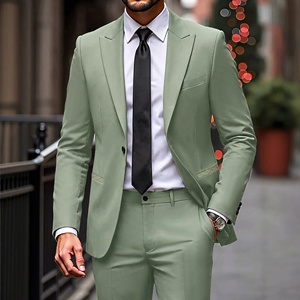 Traje Formal de 3 Piezas para <span class=keywords><strong>Hombre</strong></span>, Dos Botones, Color Sólido, Corte Entallado, Blazer con Solapa de Pico, Chaleco y Pantalones, Varios Colores - Product Image 3