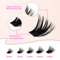 Cils en grappe segmentés faits à la main en PBT 120D 160D 200D, style européen dense, noir naturel, 12 rangées, faux cils, emballage personnalisé