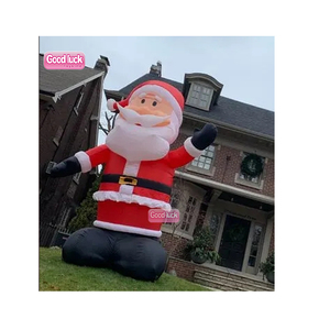 Customized Outdoor Christmas Decorations 10ft Promotion Standing up Inflatable Christmas HAPPY Santa Claus Hand up - Product Image 1