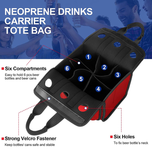 Xách tay đồ uống Tote Túi cho 6 cái chai nước giải khát Neoprene cách điện đồ uống có thể chai tàu sân bay Tote Túi lạnh với Velcro mở - Product Image 4