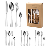 Ensemble de couteau, fourchette et cuillère à steak en acier inoxydable 1010 noir doré de style occidental avec étui de transport